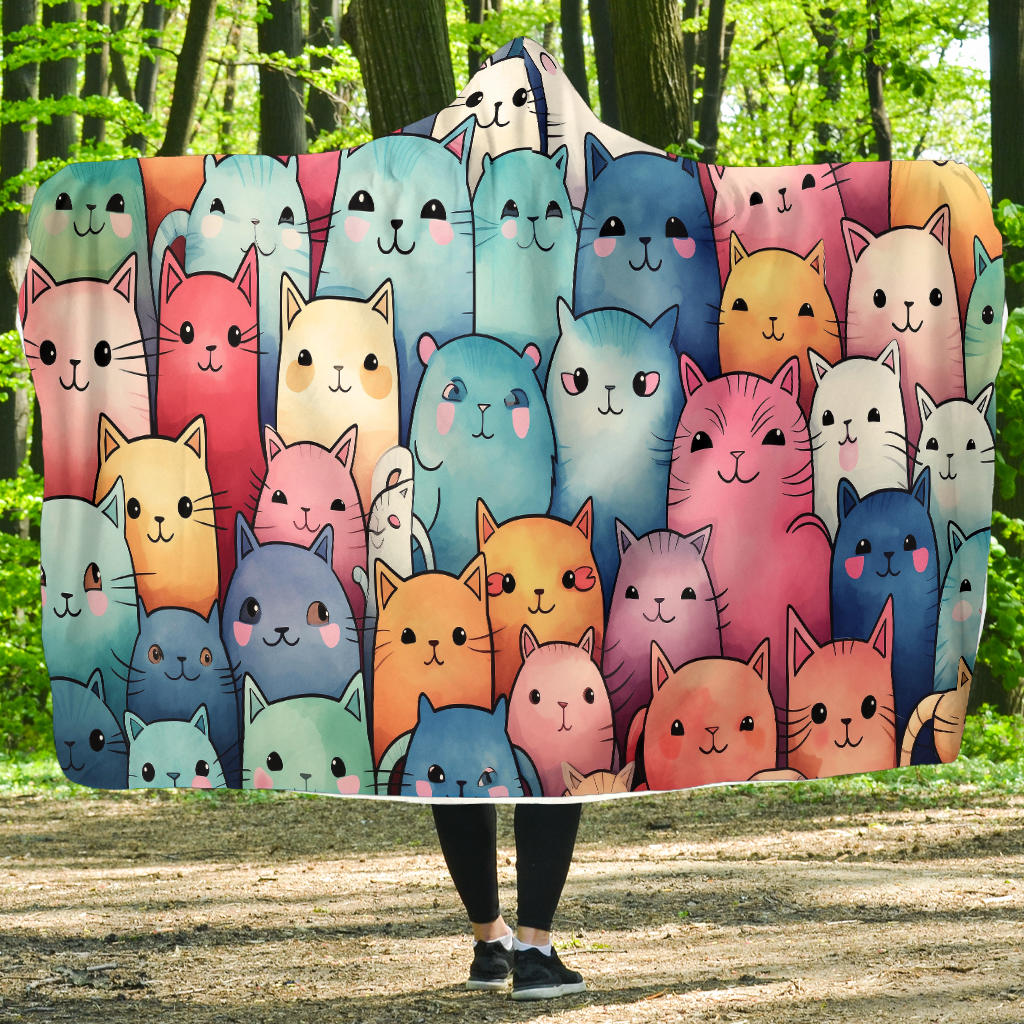 Happy Cats Hooded Blanket