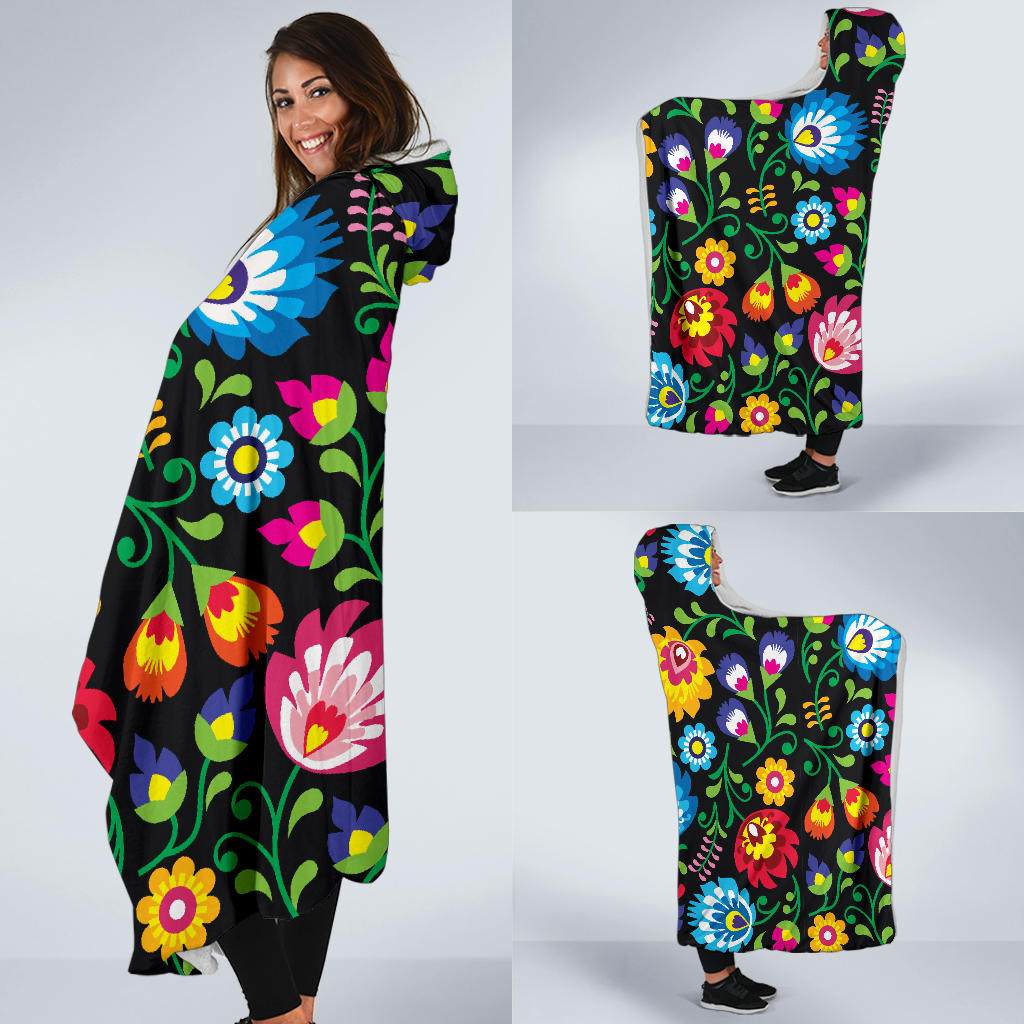 Floral hooded blanket