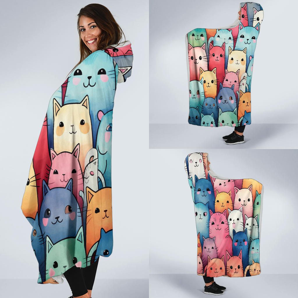 Happy Cats Hooded Blanket