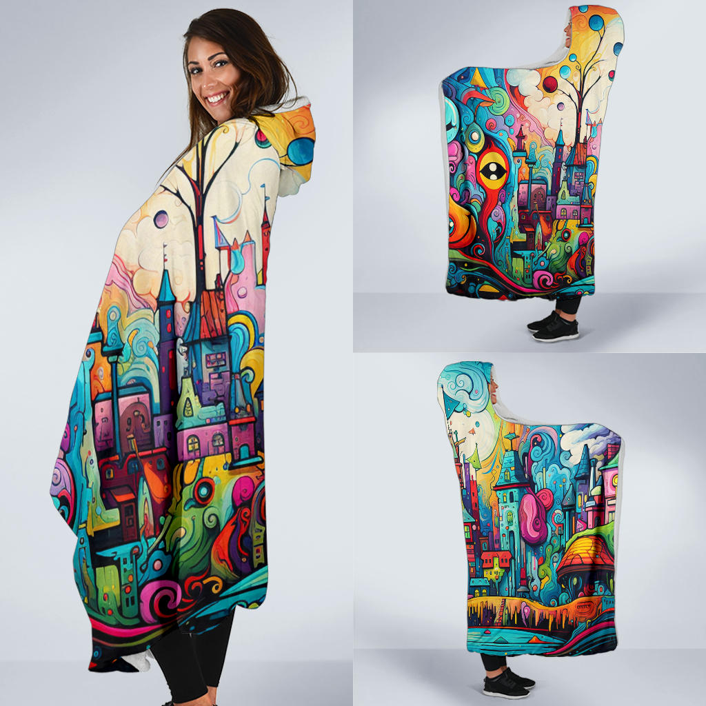 Happy Doodle Hooded Blanket