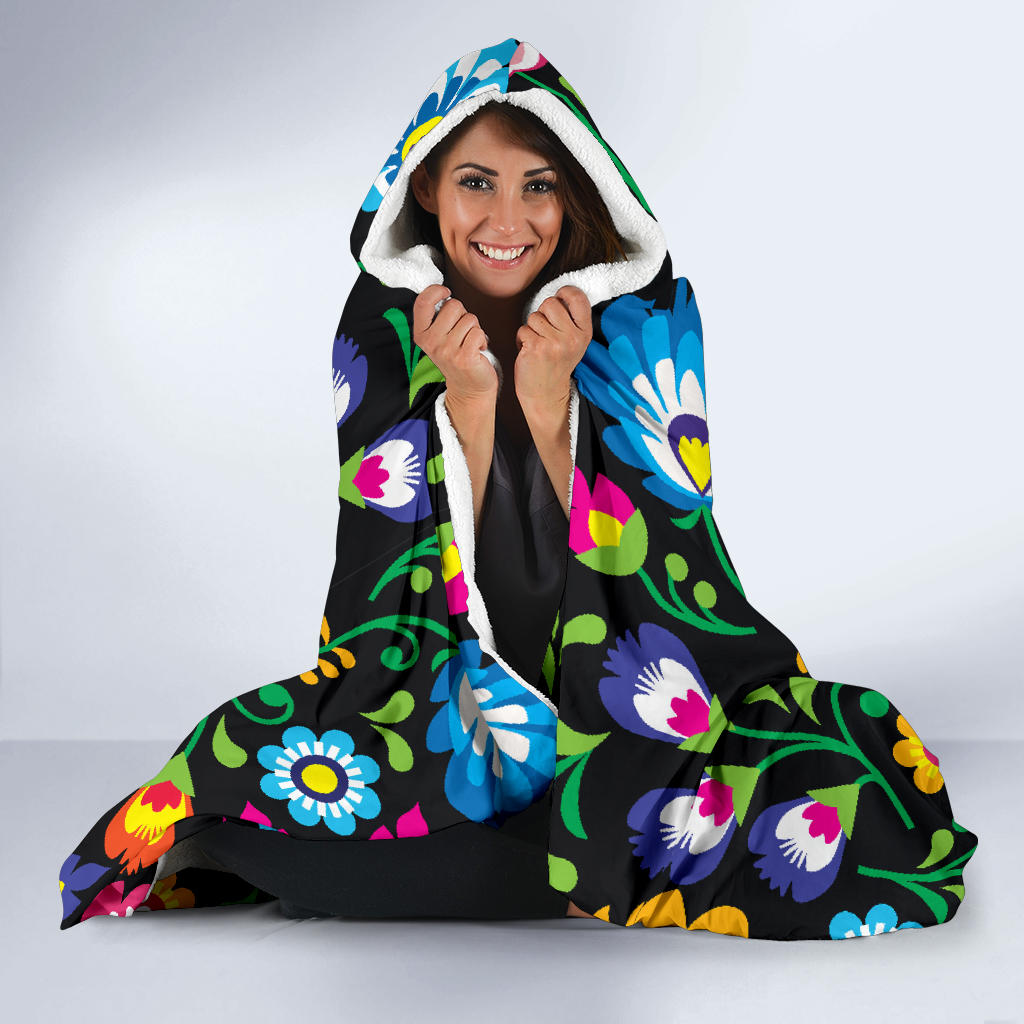 Floral hooded blanket