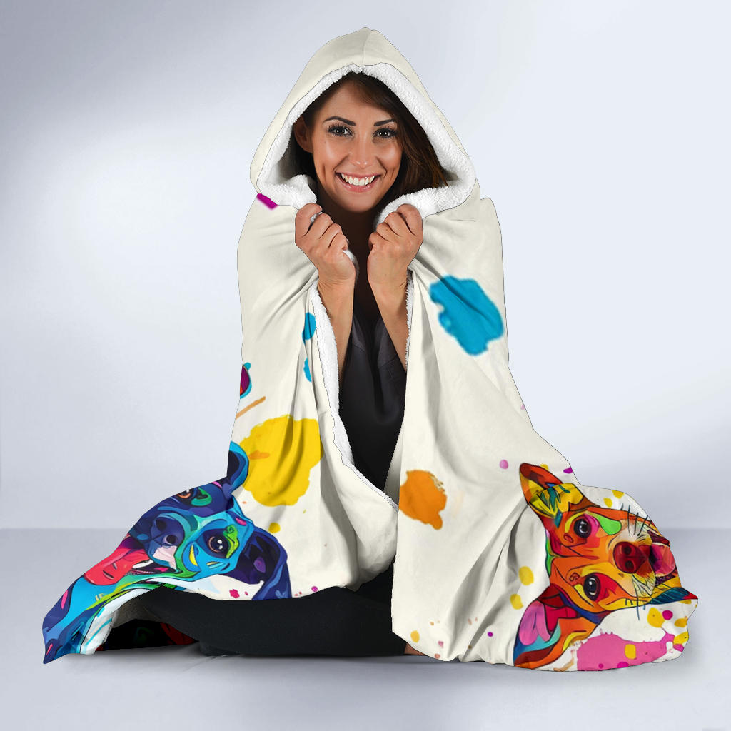 Happy dogs hooded blanket