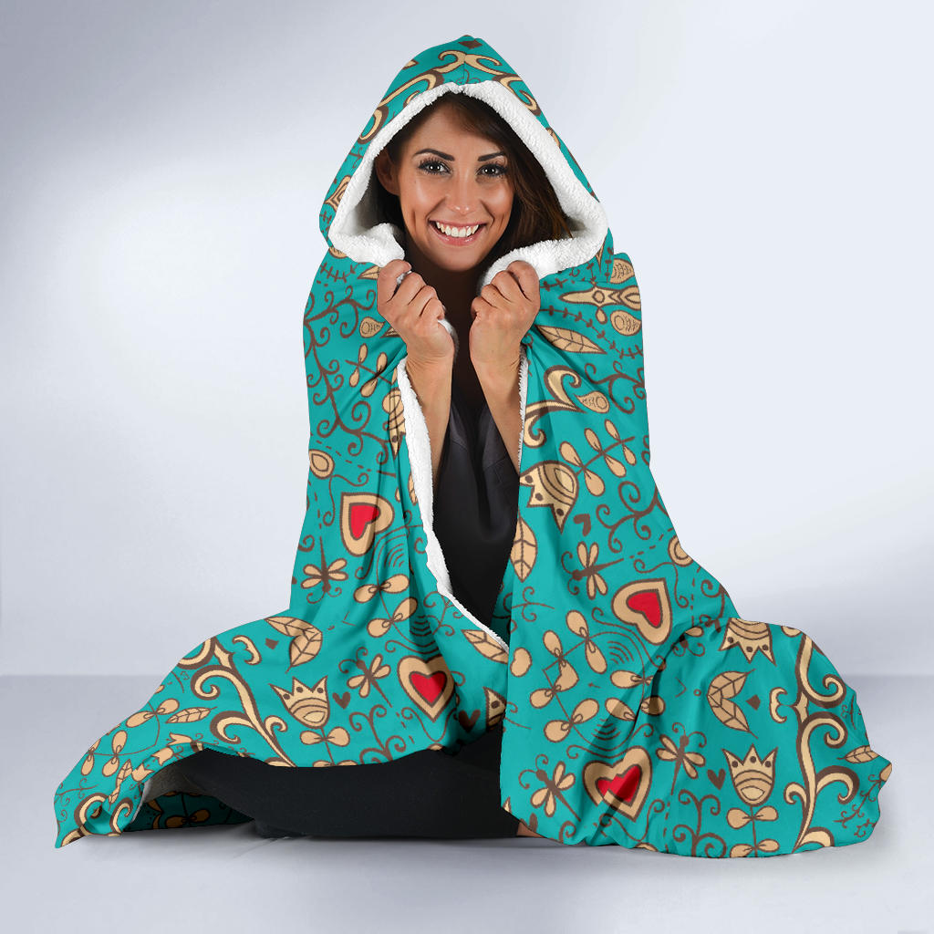 Blue mandala hooded blanket