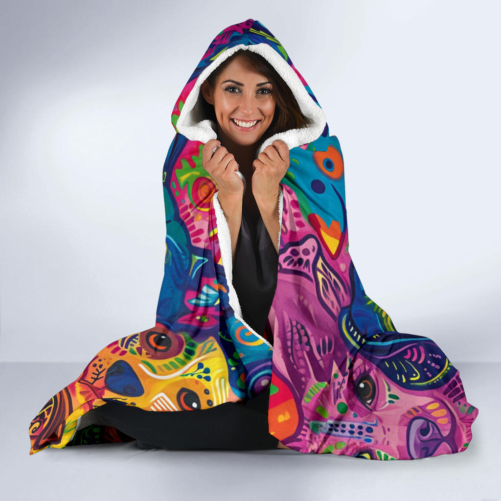 Colorful dogs hooded blanket