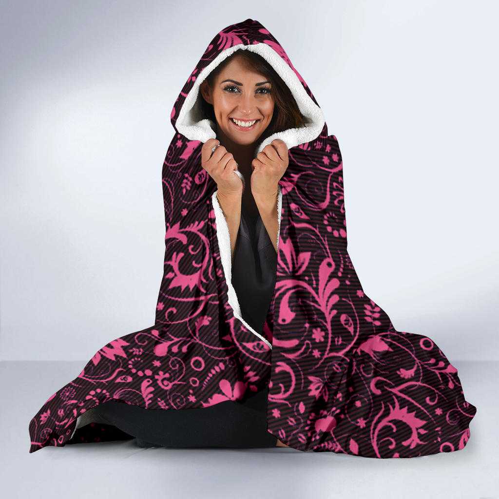 Pink love hooded blanket