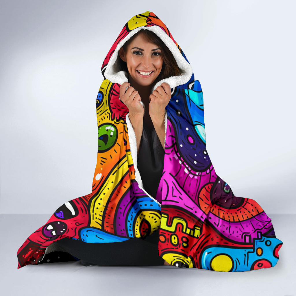 Funky aliens hooded blanket