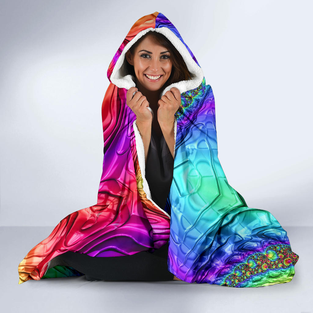 Rainbow hooded blanket