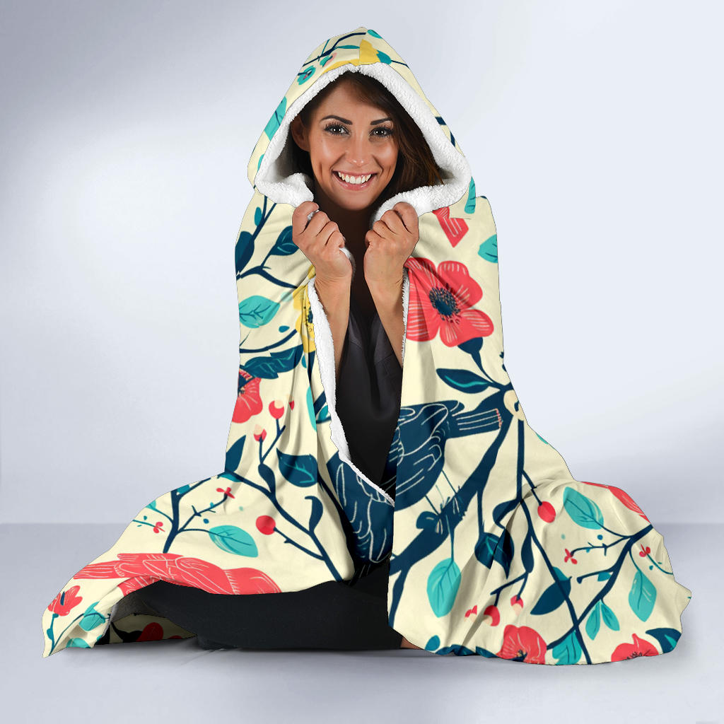 Birds hooded blanket