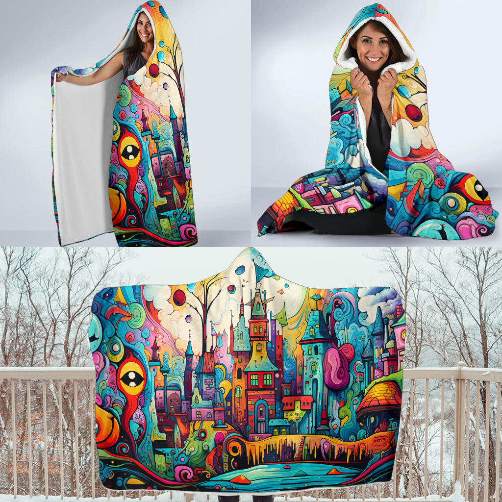 Happy Doodle Hooded Blanket