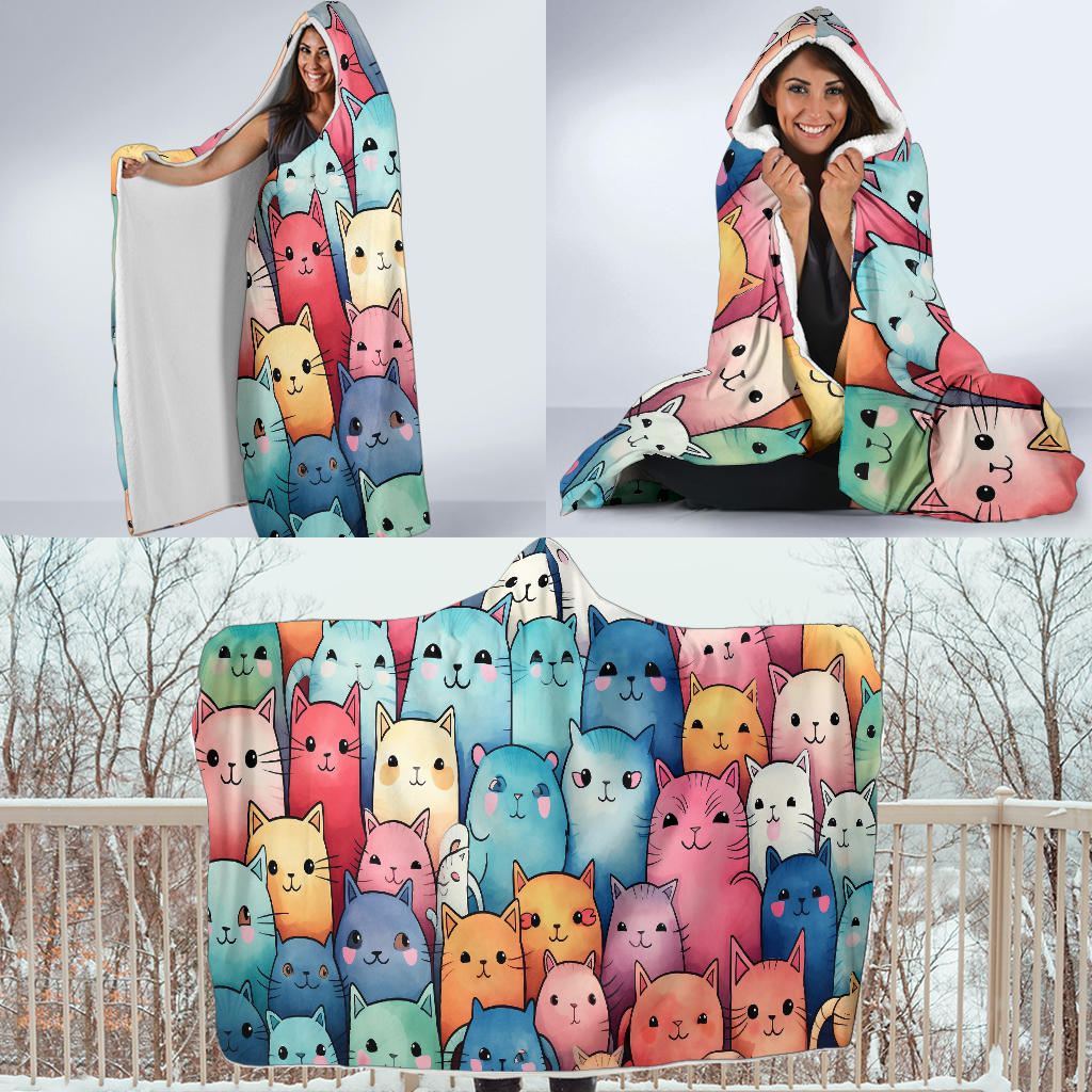 Happy Cats Hooded Blanket