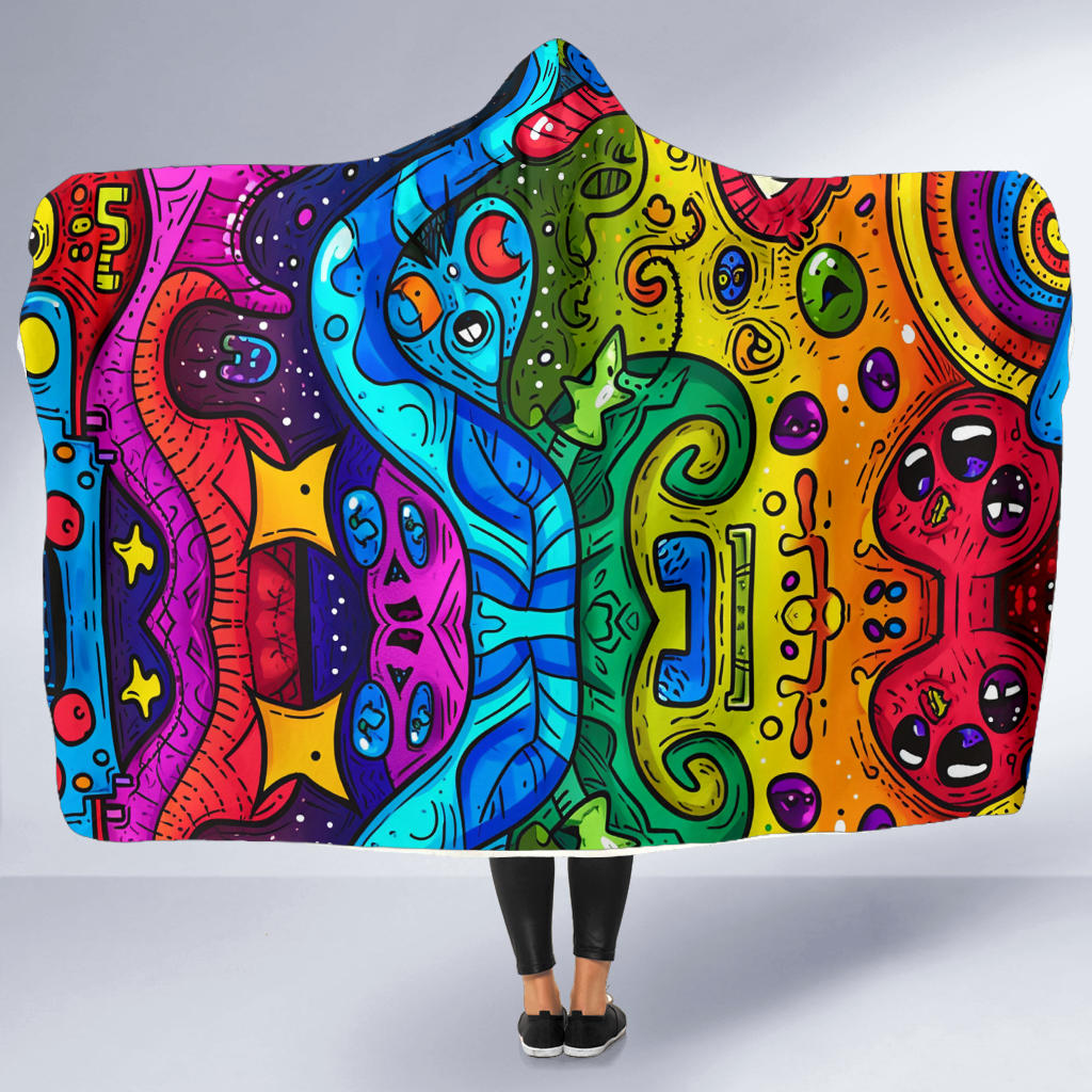 Funky aliens hooded blanket