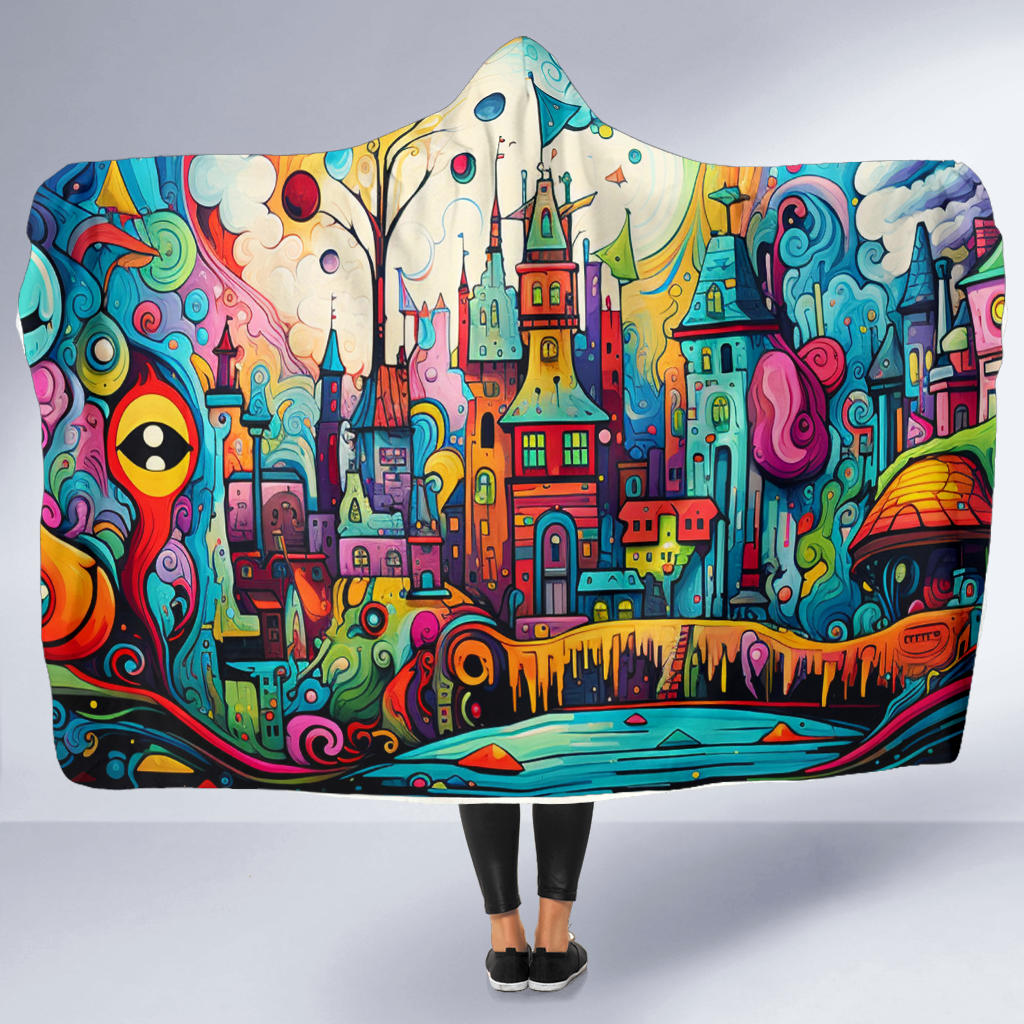 Happy Doodle Hooded Blanket