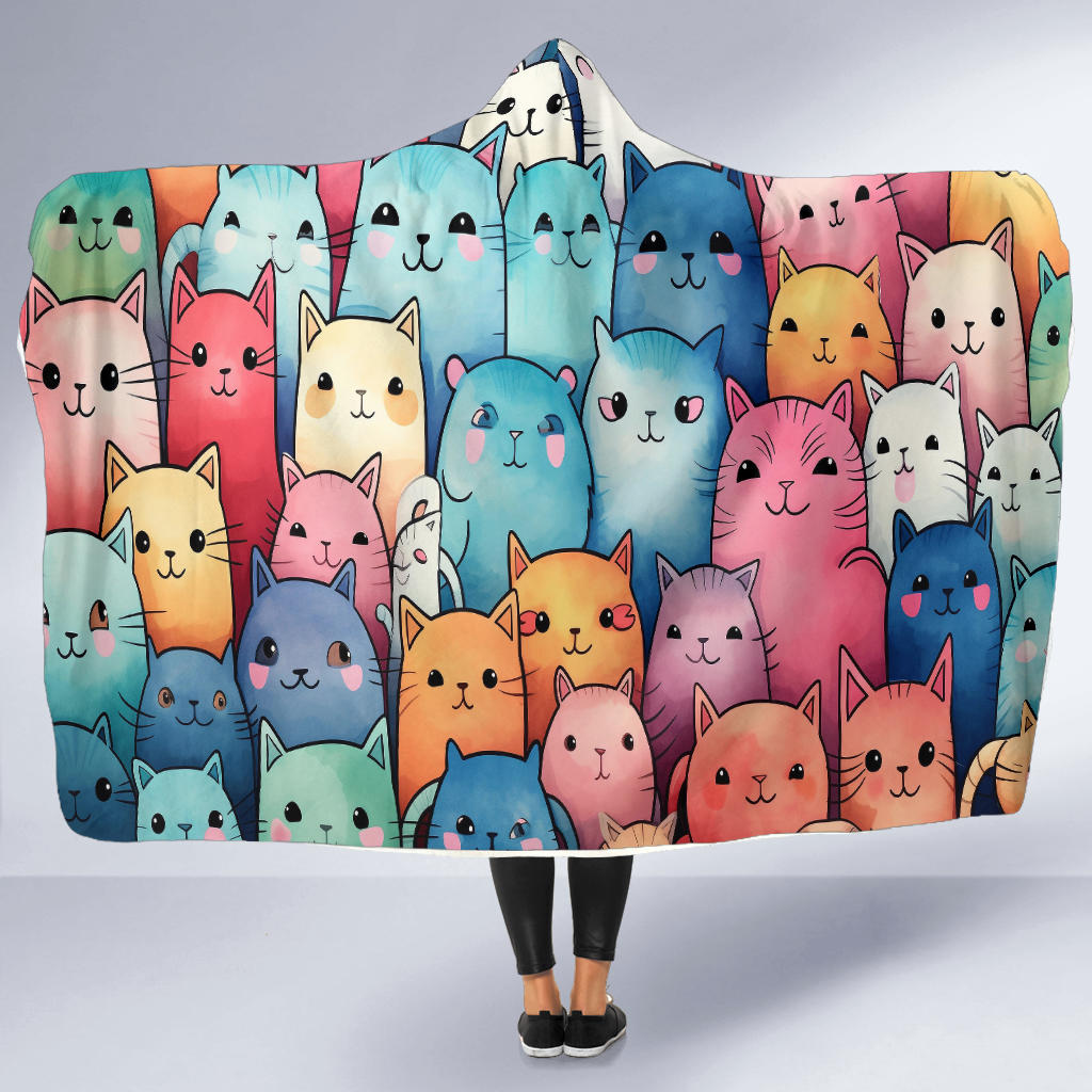 Happy Cats Hooded Blanket